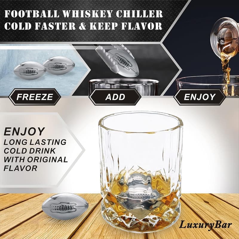 Football Whiskey Decanter Set with Glasses - 47oz Gift for Men