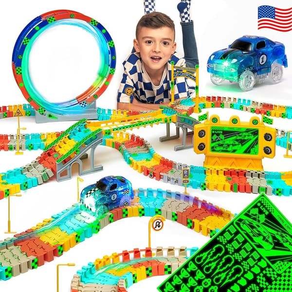 Glow-in-the-Dark Race Track Toy Set - Fun Birthday Gift for Kids