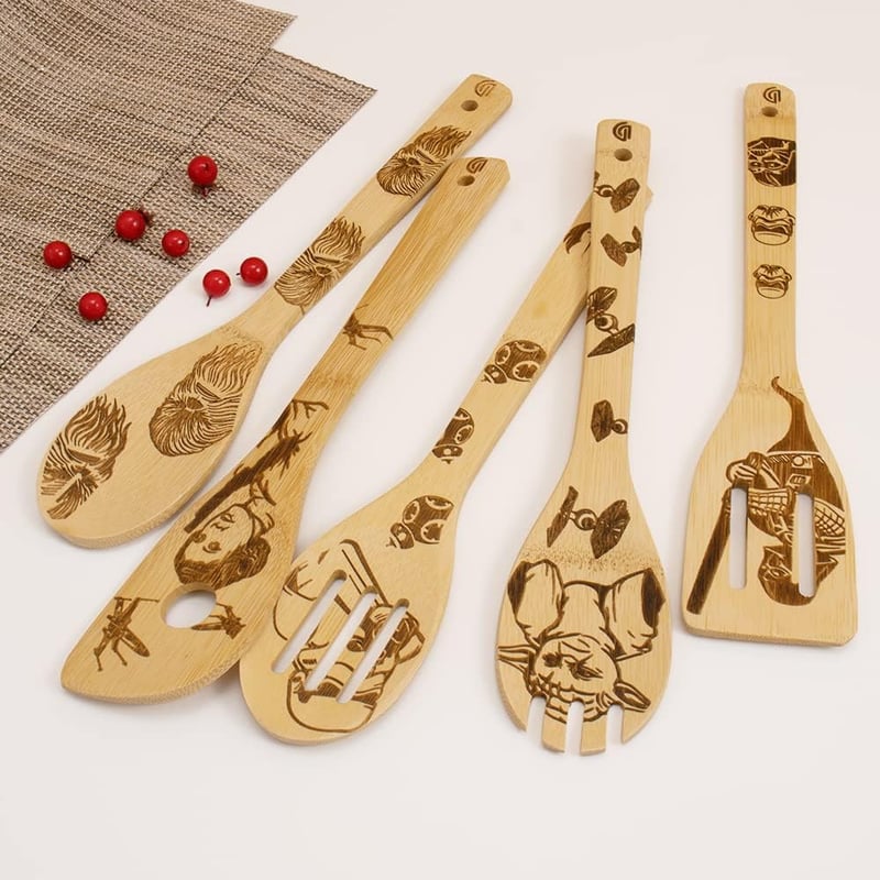 Star Wars Carved Wooden Cooking Spoons - 5-Piece Set