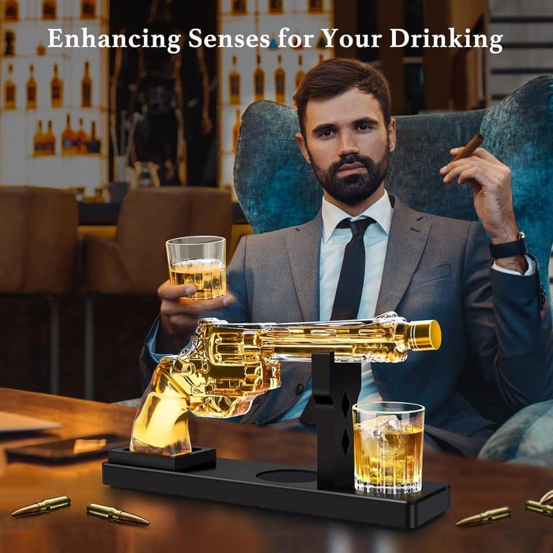 Whiskey Decanter Set for Men with 2 Shot Glasses