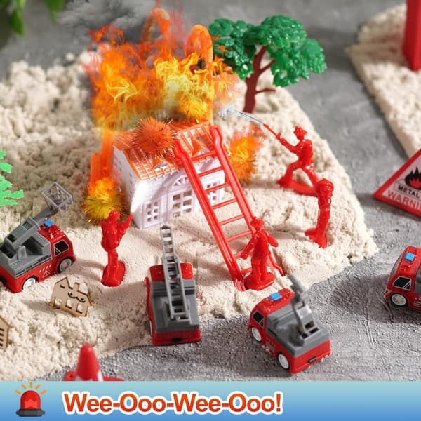 Firefighter Sensory Bin Toy Set for Ages 3-7, 50 Pcs