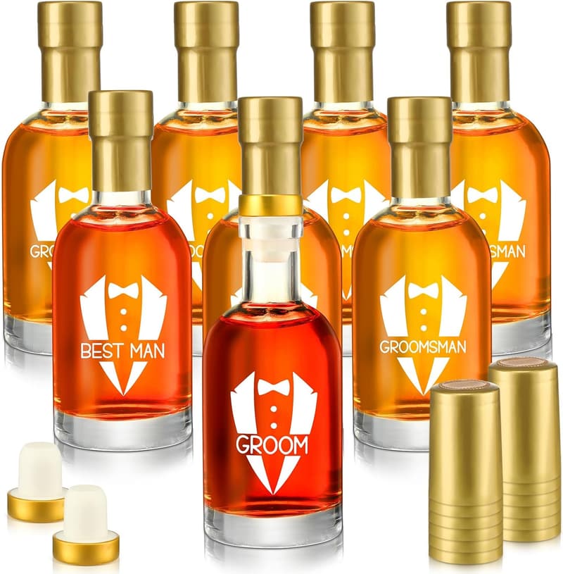 Groomsmen Proposal Gifts - 6.8 oz Clear Liquor Bottles Set