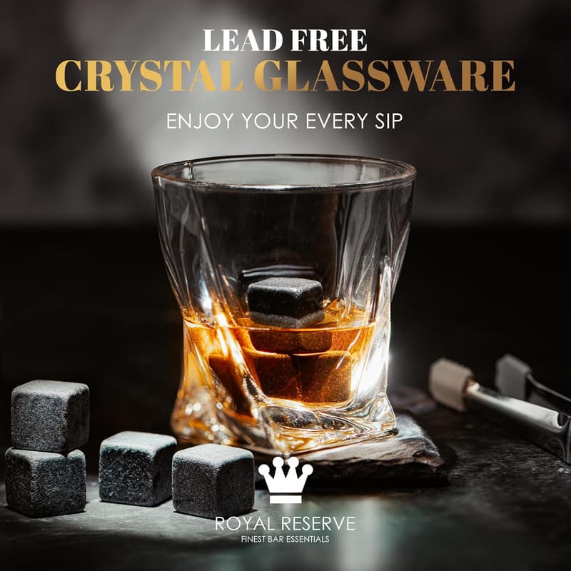 Retirement Whiskey Gift Set: 2 Glasses, Stones & Coasters
