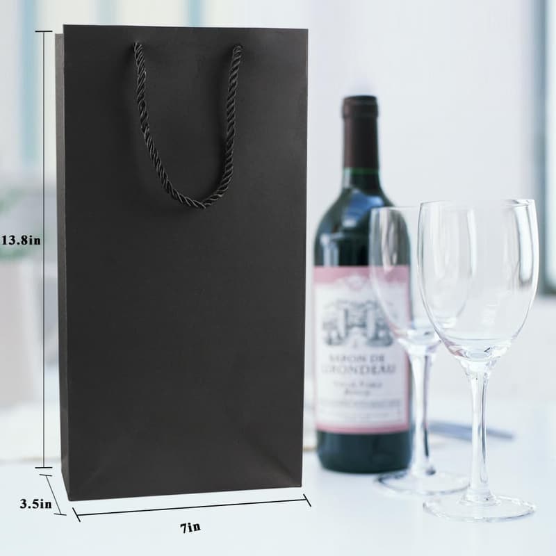 Double Bottle Wine Gift Bags with Rope Handles - 4 Pcs