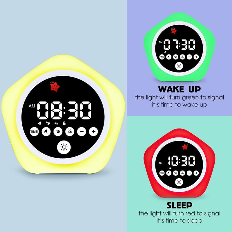 Kids Sleep Training Alarm Clock with Green/Red Light