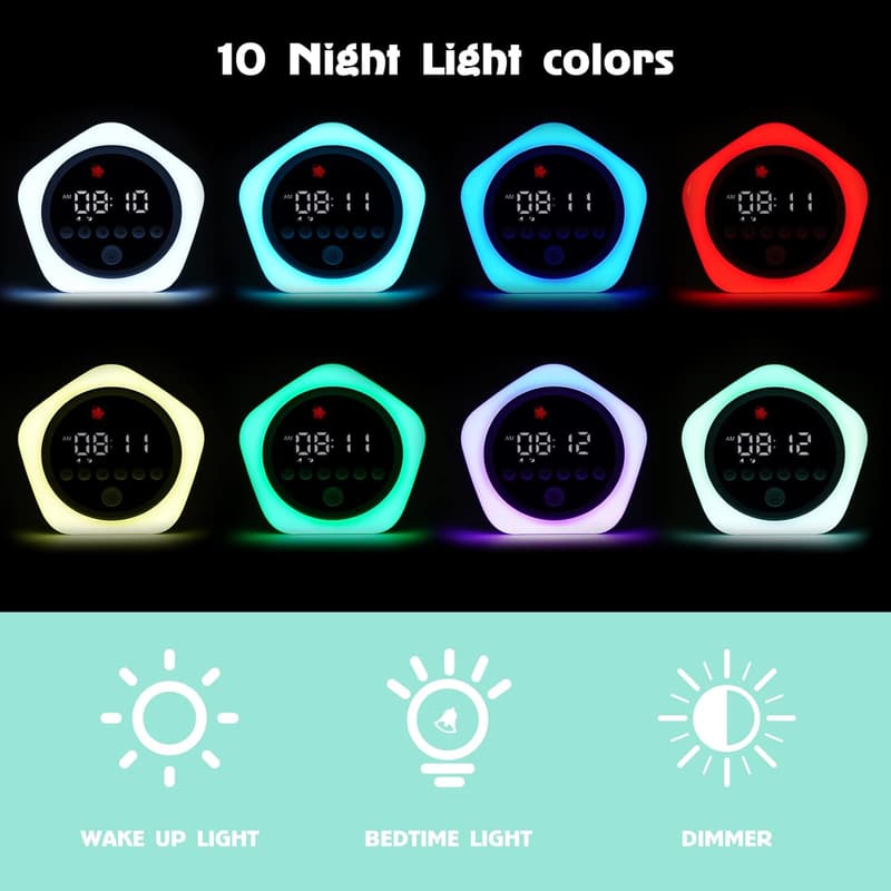 Kids Sleep Training Alarm Clock with Green/Red Light
