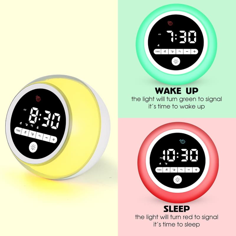 Kids Sleep Training Alarm Clock with Night Lights and Nap Timer