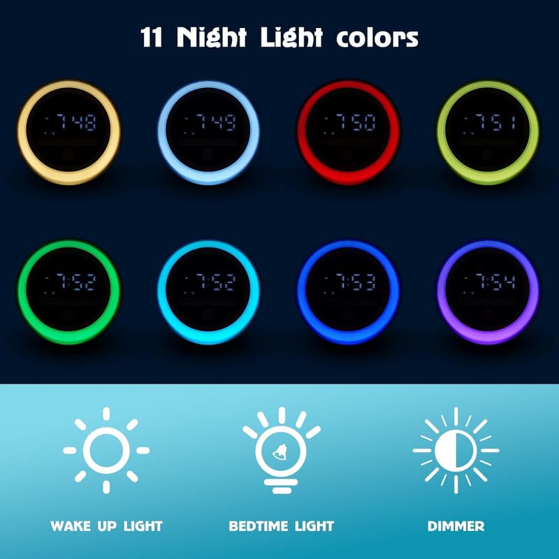 Kids Sleep Training Alarm Clock with Night Lights and Nap Timer