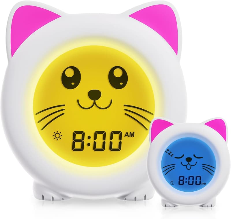 USB Rechargeable Toddler Sleep Trainer Clock - Cat Night Light