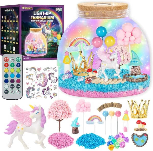 DIY Unicorn Light-Up Terrarium Kit for Girls Ages 4-8