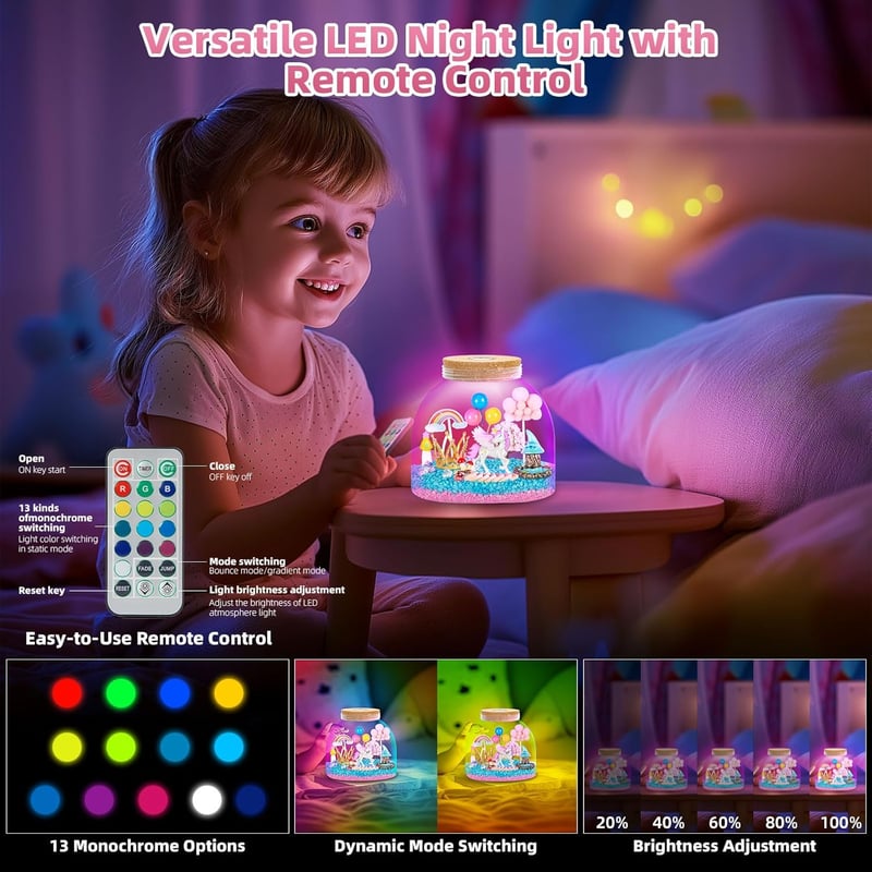 DIY Unicorn Light-Up Terrarium Kit for Girls Ages 4-8