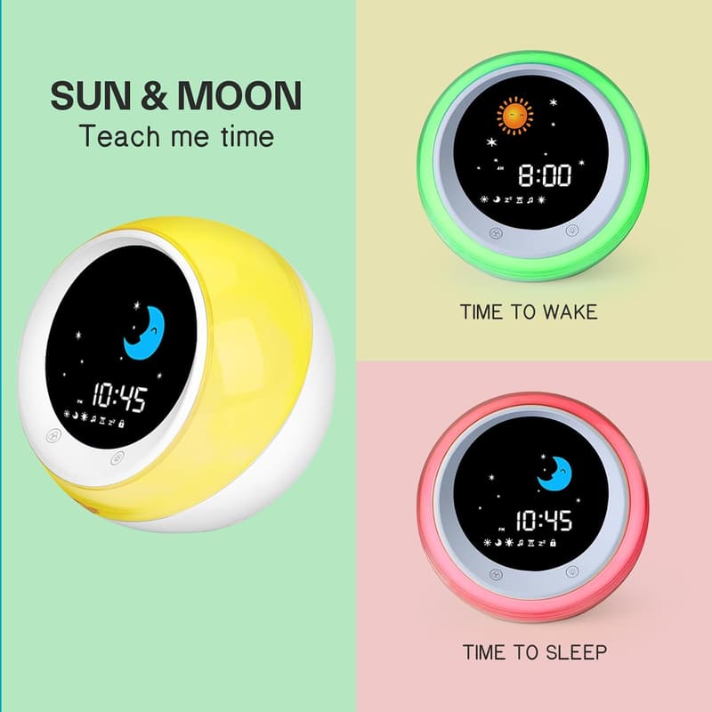 Kids Sleep Training Alarm Clock with Night Light & Wake Timer