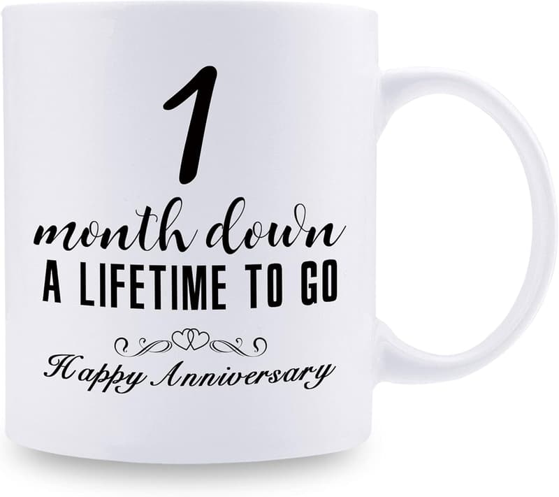 One Month Anniversary Mug for Couples - 11 oz Ceramic