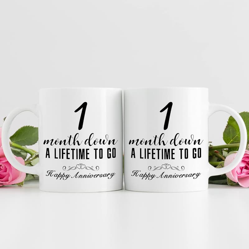 One Month Anniversary Mug for Couples - 11 oz Ceramic