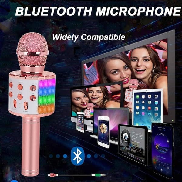 Wireless Bluetooth Karaoke Microphone with LED Lights - Ideal for Birthday Gifts