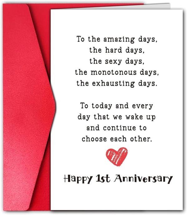 1st Anniversary Card for Him - Romantic Gift for Husband/Fiancé