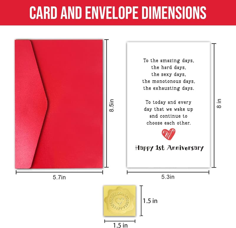 1st Anniversary Card for Him - Romantic Gift for Husband/Fiancé