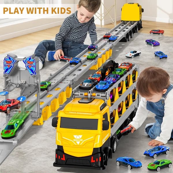 Racing Car Transport Carrier Toy with Railway for Toddlers