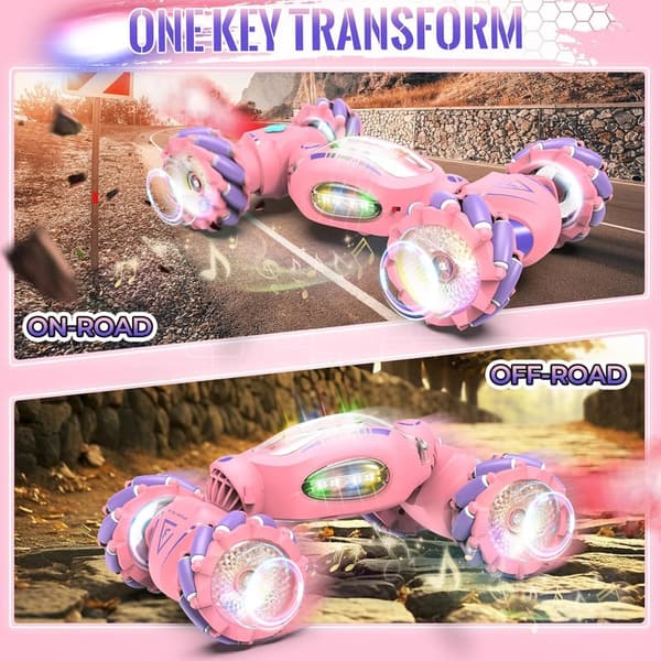 Girls' Birthday Gift - Pink Remote Control Stunt Car with Lights