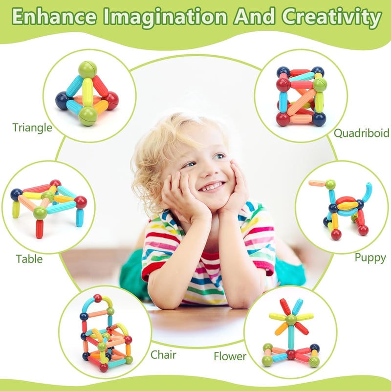 STEM Magnetic Building Blocks for Kids Ages 3+ - Montessori Toy