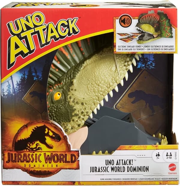 UNO Attack Jurassic World Card Game with Dinosaur Launcher