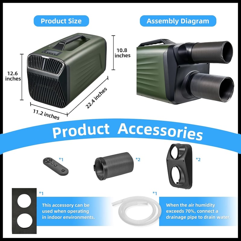 Portable Air Conditioner (5200 BTU) for Camping and Outdoor Use