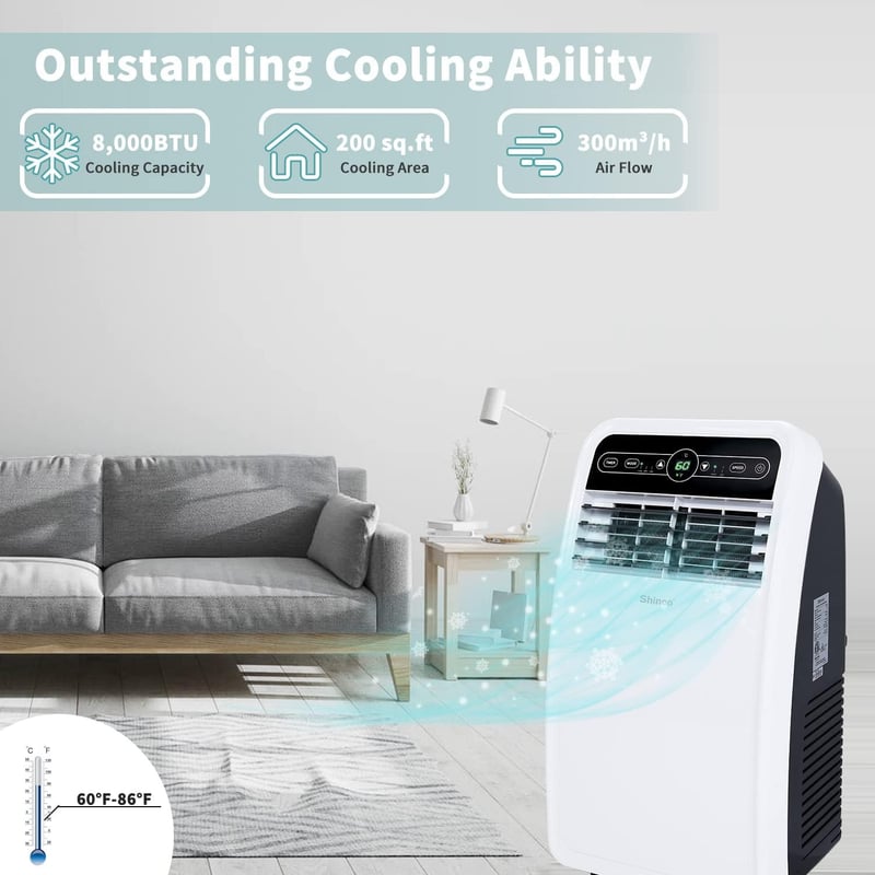 8,000 BTU Portable Air Conditioner with Remote Control
