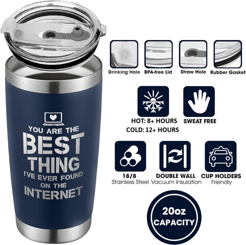 20 Oz Stainless Steel Tumbler - Romantic Gift for Him