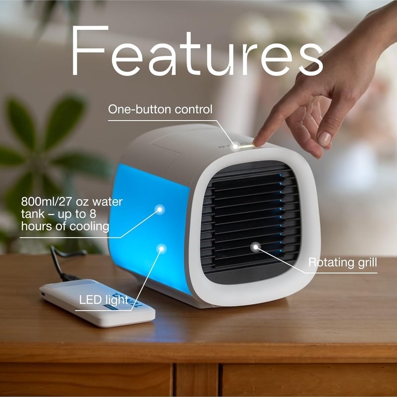 Portable Evaporative Air Cooler & Fan for Desk and Travel