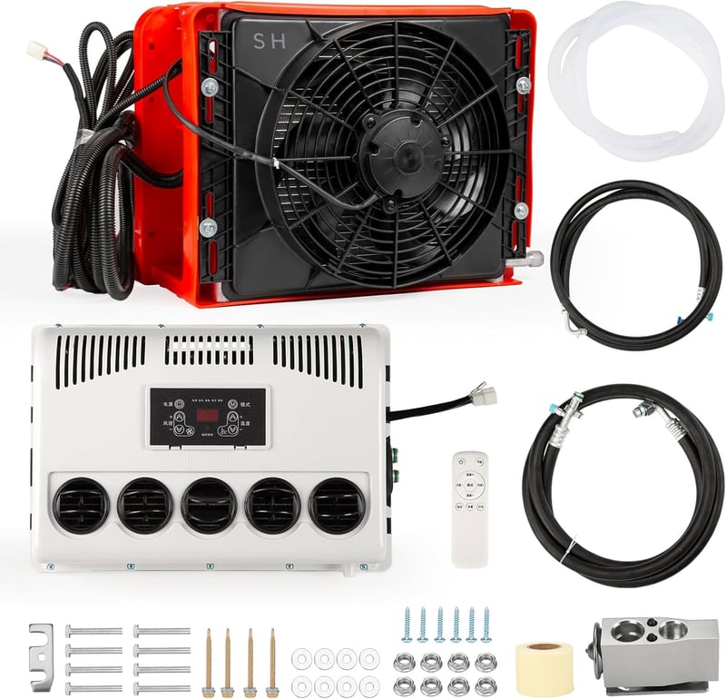 12V DC Split Air Conditioner for RVs and Trucks, 9000 BTU