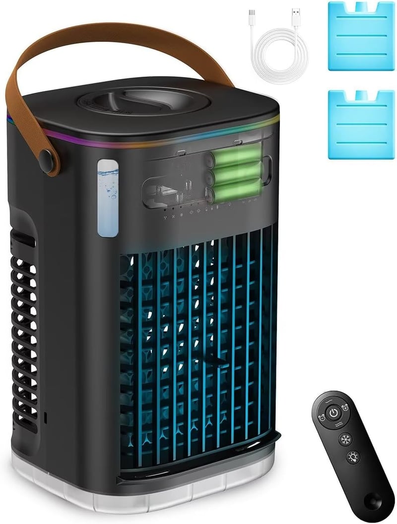 Portable Evaporative Air Cooler with Built-In Battery & Remote
