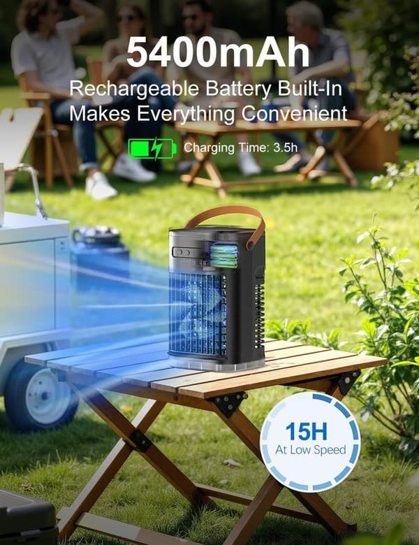 Portable Evaporative Air Cooler with Built-In Battery & Remote