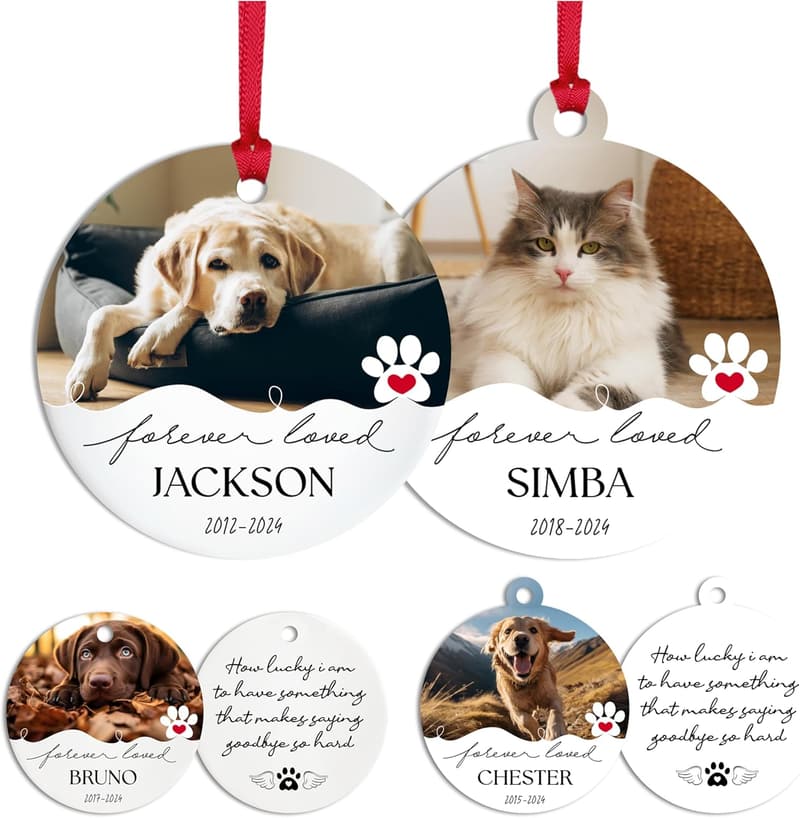 Personalized Pet Photo Ornament - Custom Memorial Keepsake
