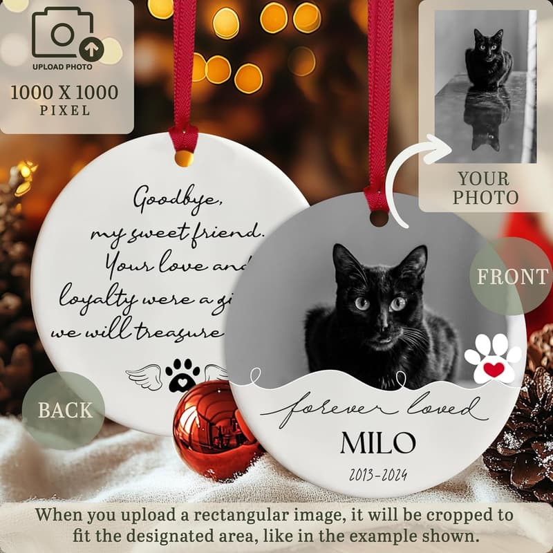 Personalized Pet Photo Ornament - Custom Memorial Keepsake