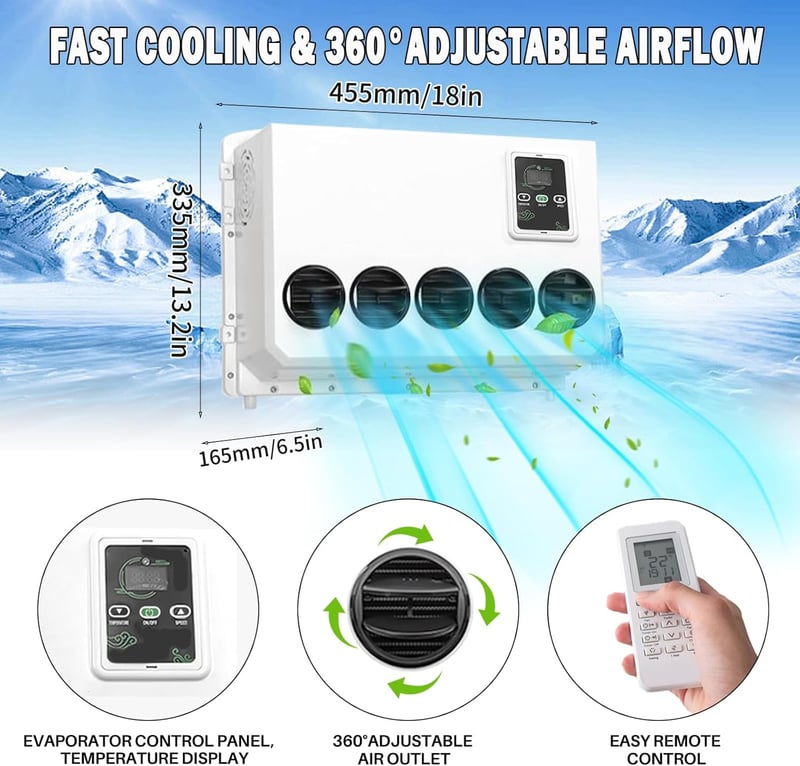 12V Mini Split AC Unit, 12000 BTU for Trucks & Trailers