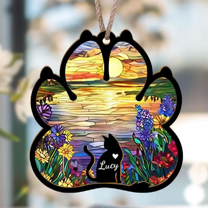 Cat Memorial Suncatcher - Personalized Sympathy Gift