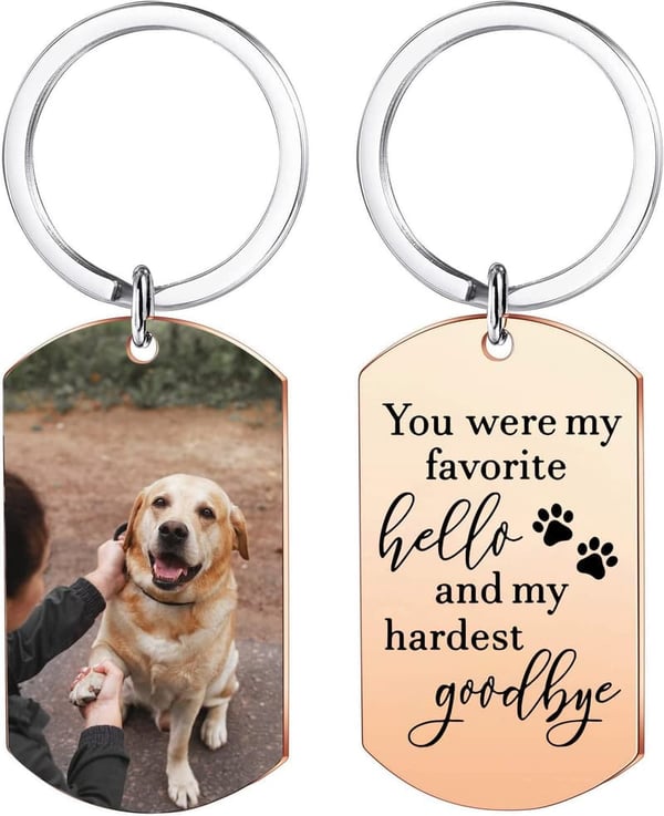 Custom Stainless Steel Dog Memorial Keychain - Sympathy Gift