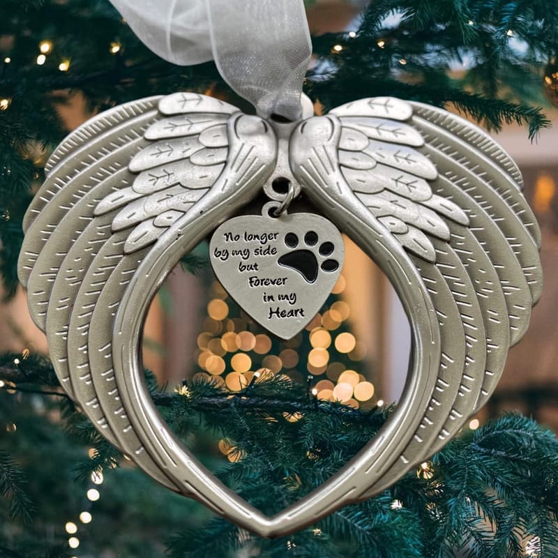 Dog Memorial Ornament with Angel Wings - Pet Loss Tribute