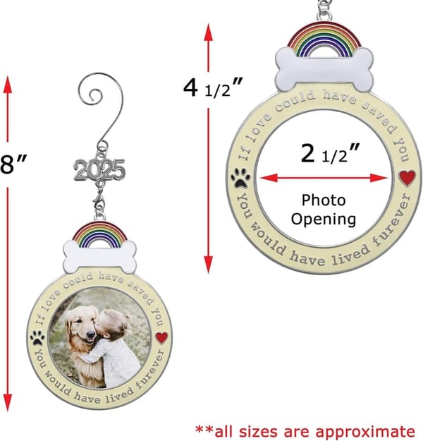 Dog Memorial Keepsake Photo Ornament - Paw Prints Design