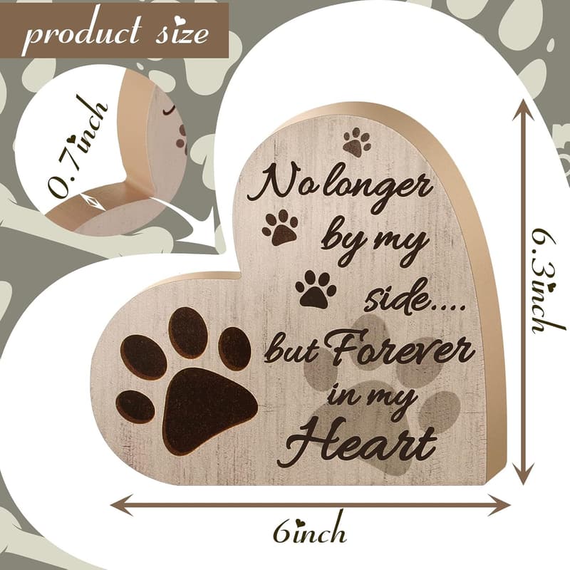 Pet Memorial Heart Ornament - Wooden Keepsake for Dog/Cat Remembrance