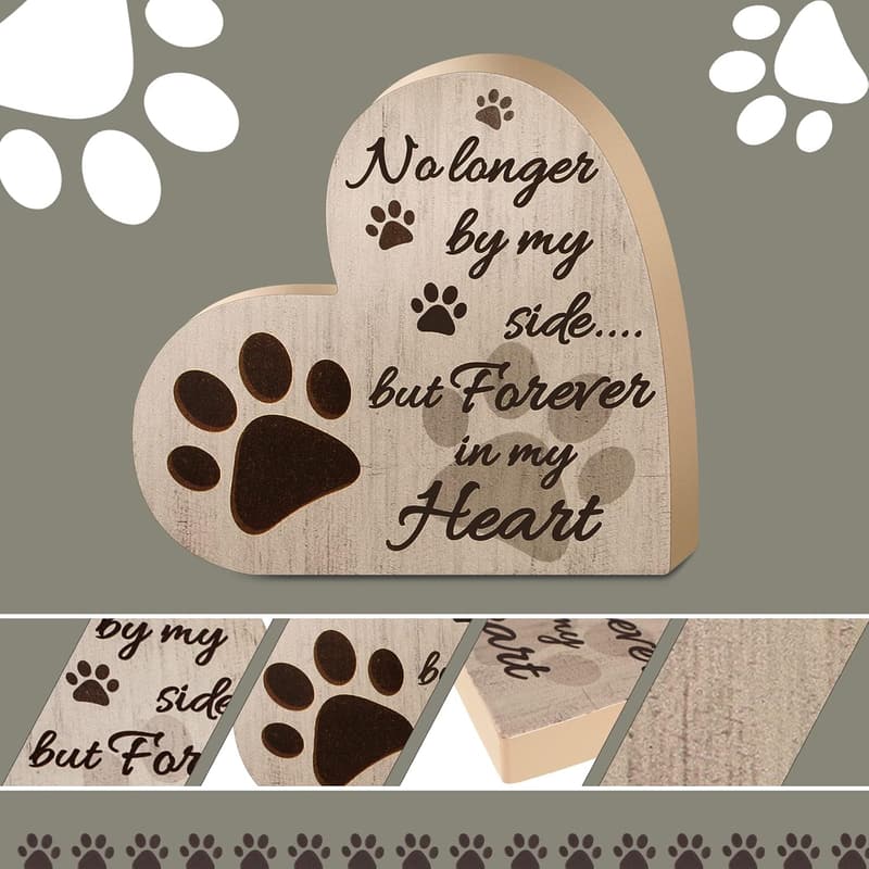 Pet Memorial Heart Ornament - Wooden Keepsake for Dog/Cat Remembrance