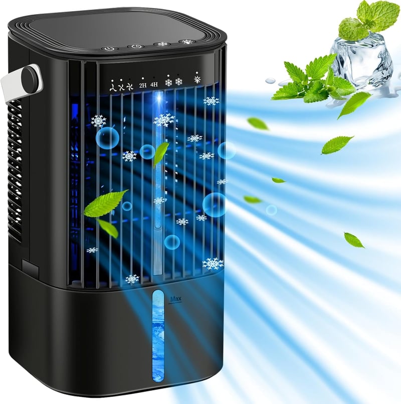 Portable AC - Mini Personal Air Cooler with 3 Speeds & Timer