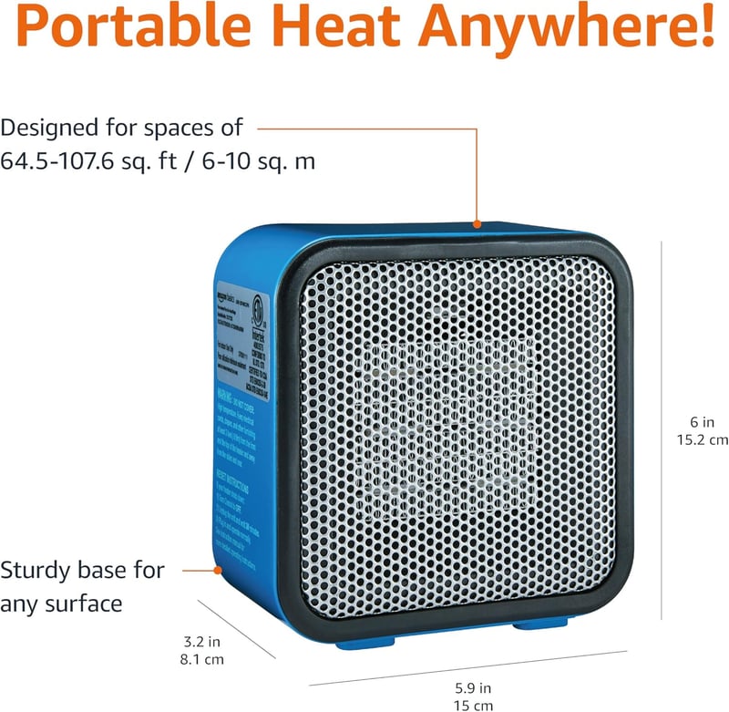 Portable Ceramic Space Heater with Tip-Over Protection – 500W