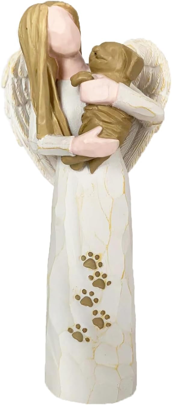 Pet Sympathy Gifts: White Resin Angel Statue for Dog Loss