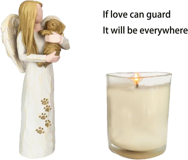 Pet Sympathy Gifts: White Resin Angel Statue for Dog Loss