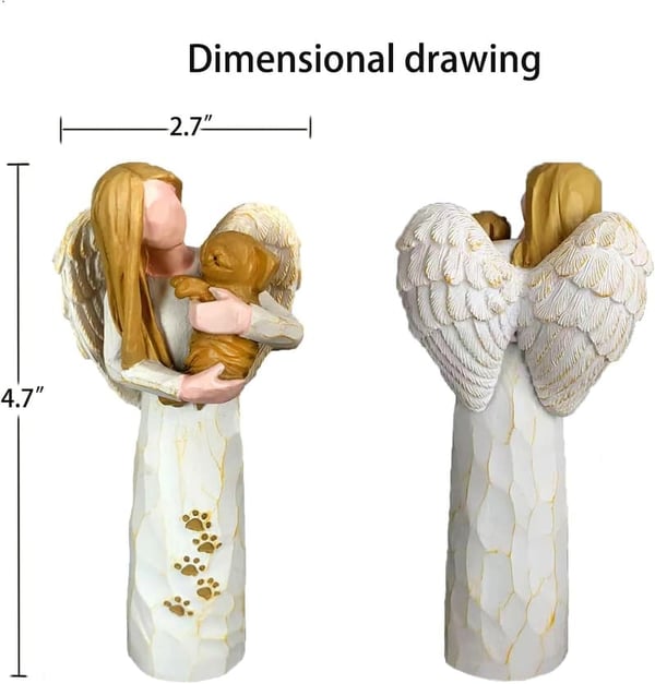 Pet Sympathy Gifts: White Resin Angel Statue for Dog Loss