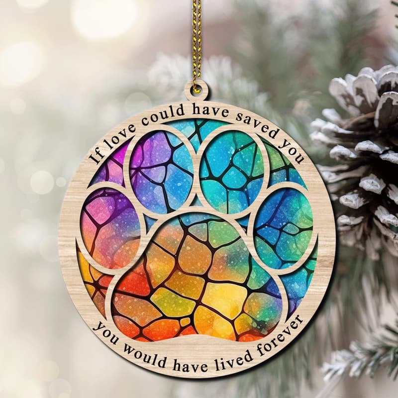 Pet Memorial Suncatcher - Paw Ornament for Loss of Pet