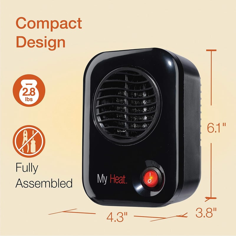 Lasko MyHeat Mini Space Heater - 200W, 6 Inches, Black