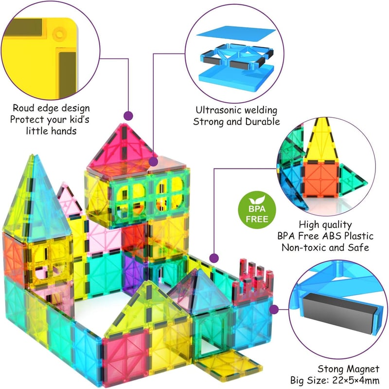 Magnetic Building Blocks Set for Kids - STEM Construction Toy