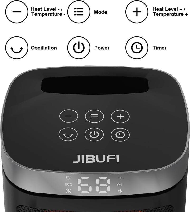 Portable 1500W Electric Space Heater with Remote Control